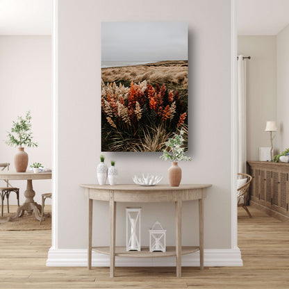 Kleurrijke bloemen aan zee canvas