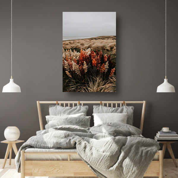 Kleurrijke bloemen aan zee canvas