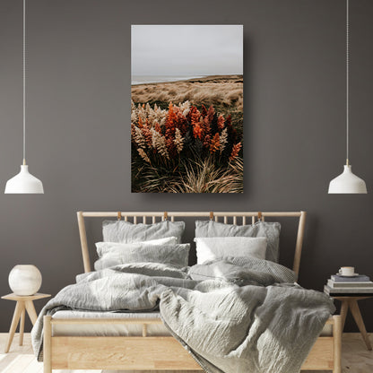 Kleurrijke bloemen aan zee canvas