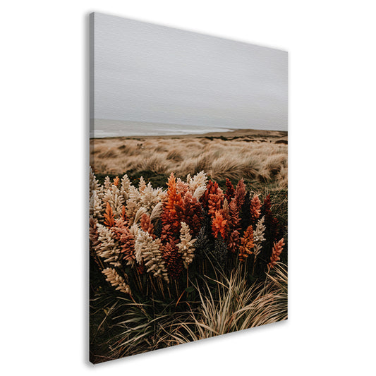 Kleurrijke bloemen aan zee canvas