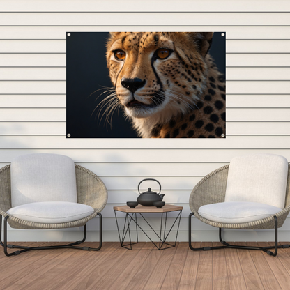 Intense blik van een rustende cheeta tuinposter