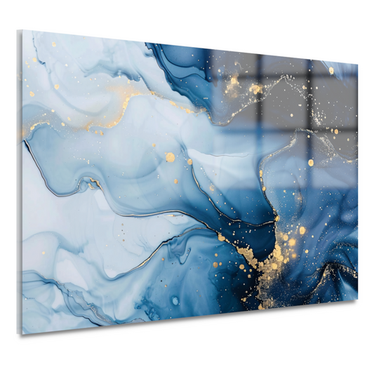 Luxe Blauw en Gouden Marmer Abstractie acrylglas