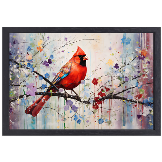 Kleurrijke vogel in Art Nouveau stijl canvas met baklijst
