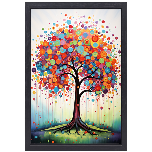Kleurrijke Boom van Vrolijkheid canvas met baklijst