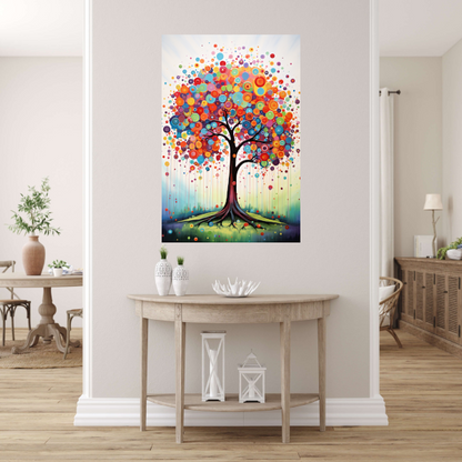 Kleurrijke Boom van Vrolijkheid canvas met baklijst