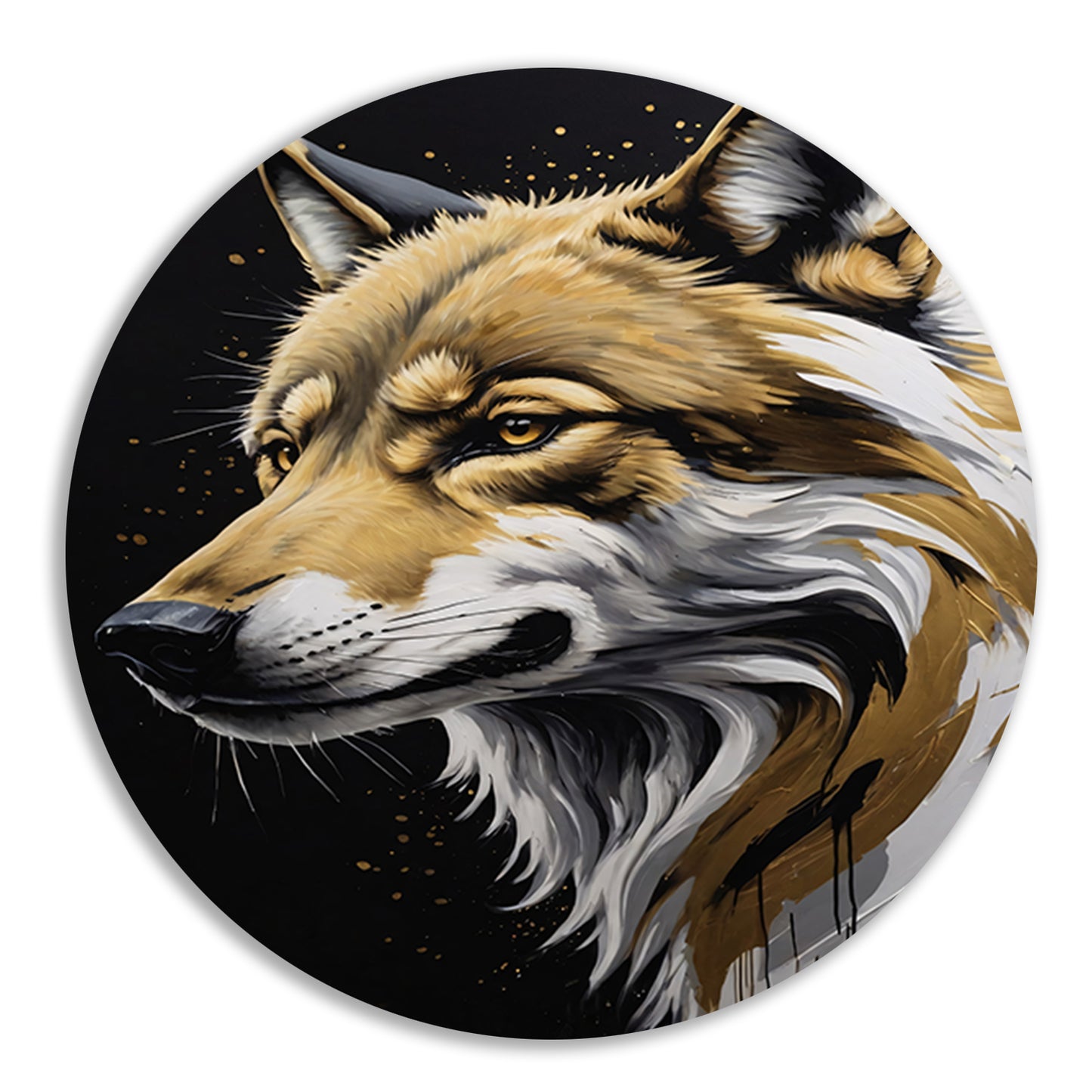 Gouden Blik - Portret van een Wolf aluminium muurcirkel