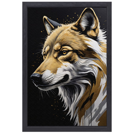 Gouden Blik - Portret van een Wolf canvas met baklijst