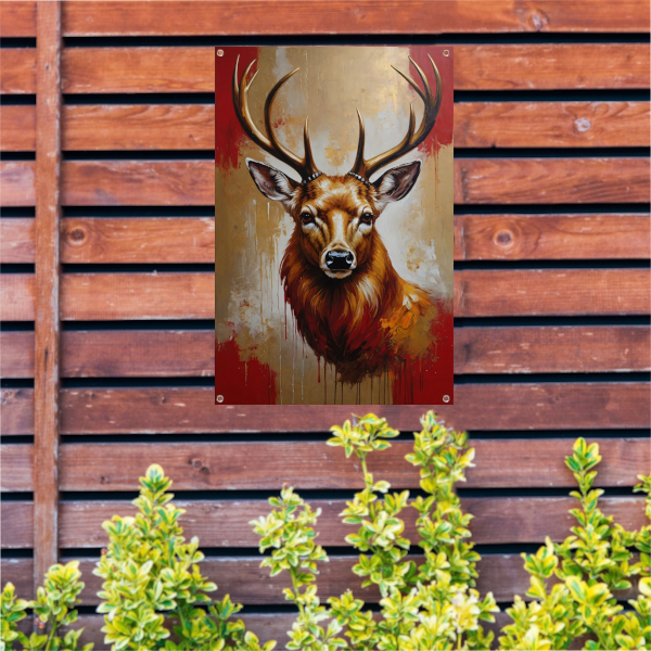 Majestueus hert in gouden gloed tuinposter