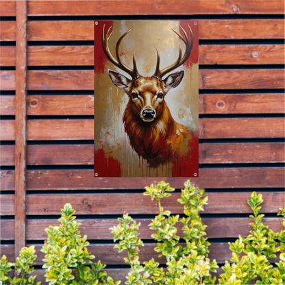 Majestueus hert in gouden gloed tuinposter