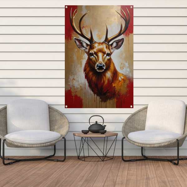 Majestueus hert in gouden gloed tuinposter