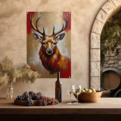 Majestueus hert in gouden gloed tuinposter