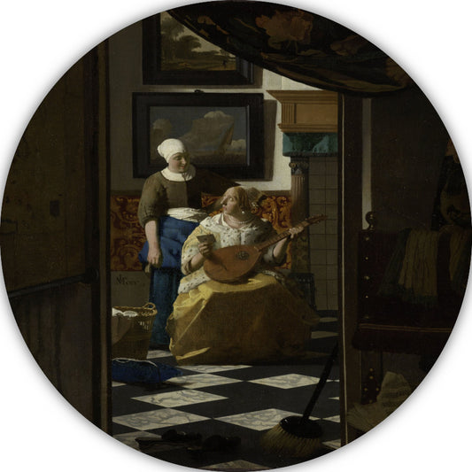 De liefdesbrief - Johannes Vermeer aluminium muurcirkel