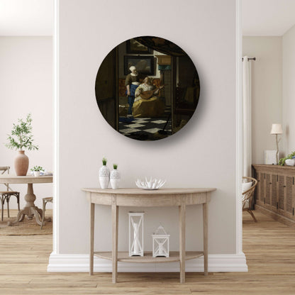De liefdesbrief - Johannes Vermeer aluminium muurcirkel
