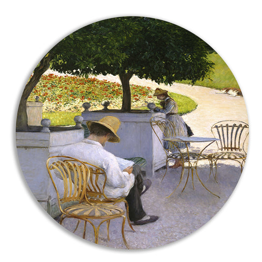 De sinaasappelbomen - Gustave Caillebotte aluminium muurcirkel