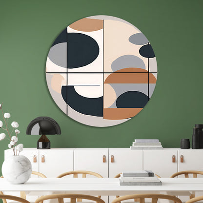 Abstract geometrisch ontwerp met cirkels en lijnen aluminium muurcirkel