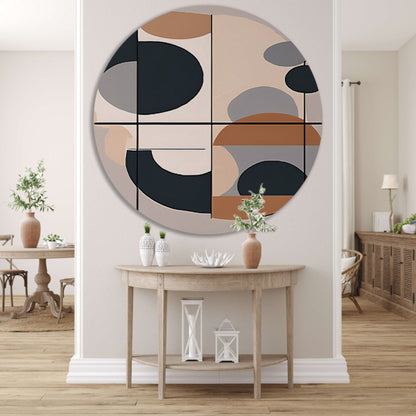 Abstract geometrisch ontwerp met cirkels en lijnen aluminium muurcirkel