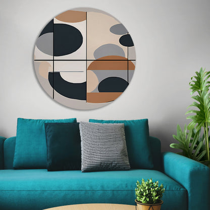 Abstract geometrisch ontwerp met cirkels en lijnen aluminium muurcirkel