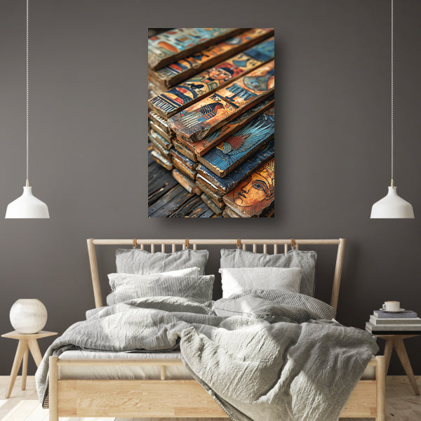 Oude Egyptische Kunstpanelen canvas