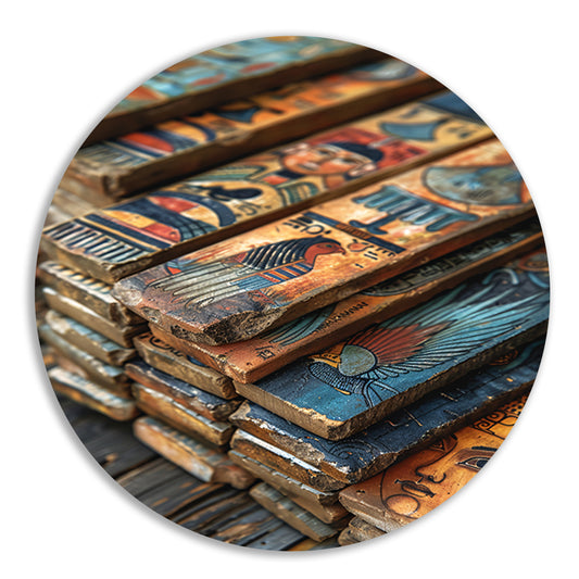 Oude Egyptische Kunstpanelen aluminium muurcirkel