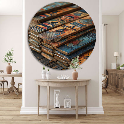 Oude Egyptische Kunstpanelen aluminium muurcirkel