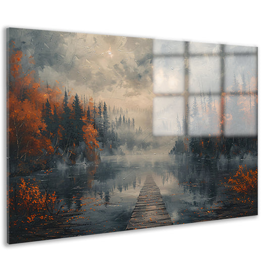 Impressionistisch Landschap met Mist acrylglas