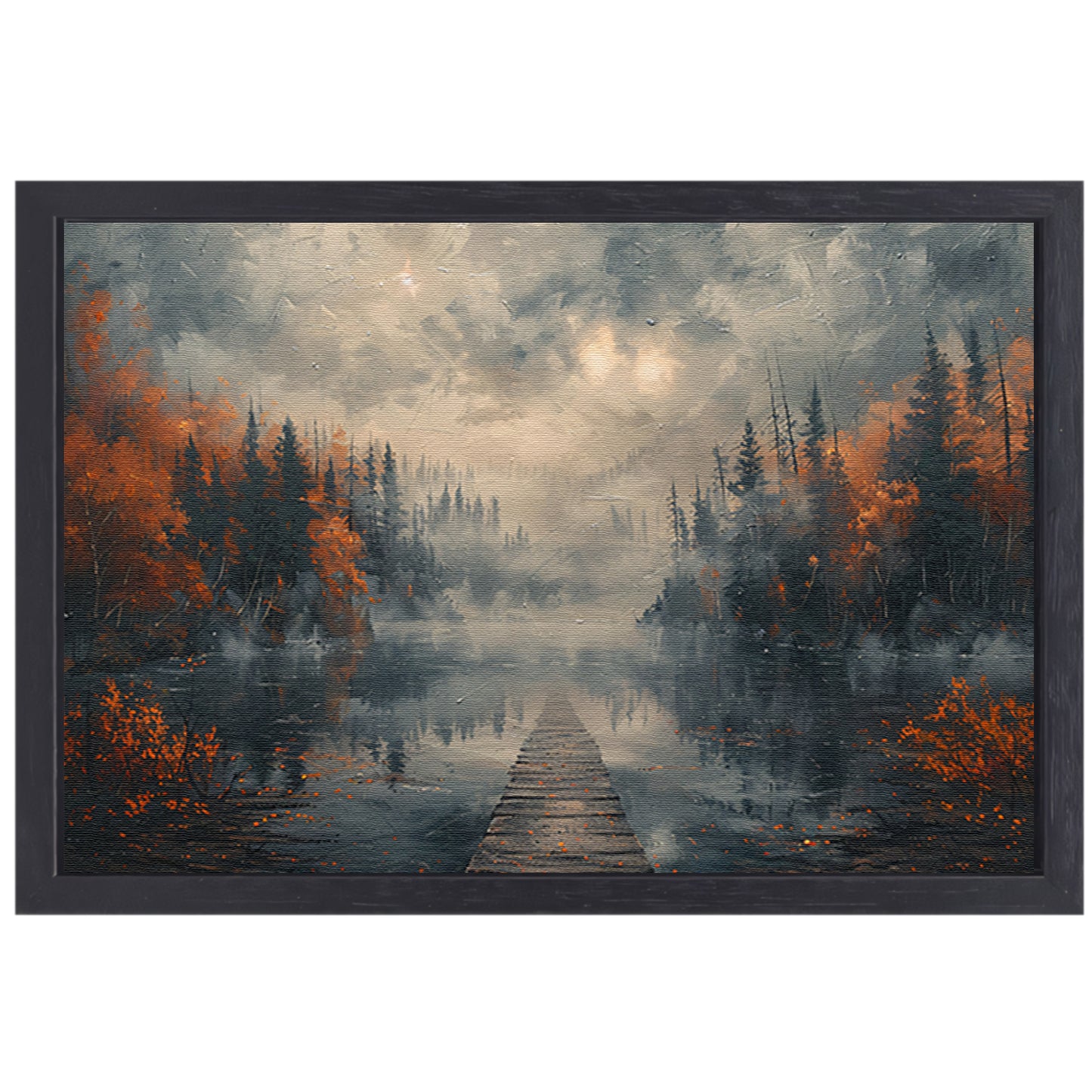Impressionistisch Landschap met Mist canvas met baklijst