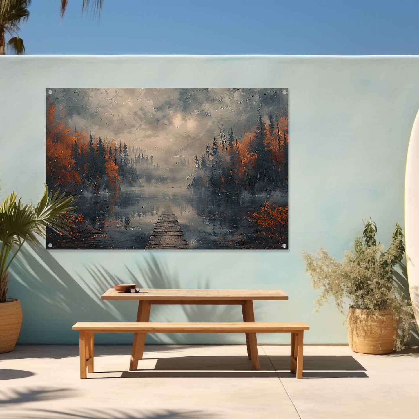 Impressionistisch Landschap met Mist tuinposter