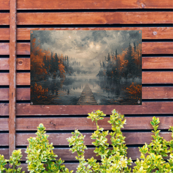 Impressionistisch Landschap met Mist tuinposter