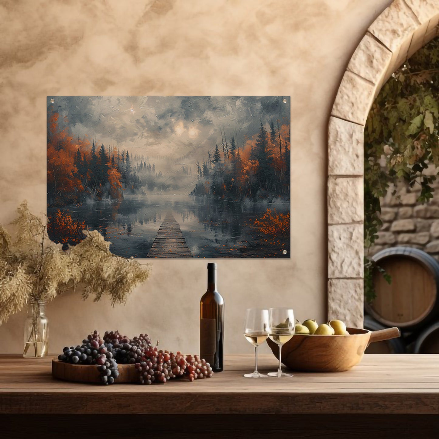 Impressionistisch Landschap met Mist tuinposter