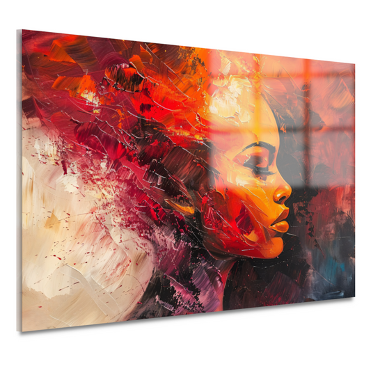 Vurige abstracte impressie van een vrouw acrylglas
