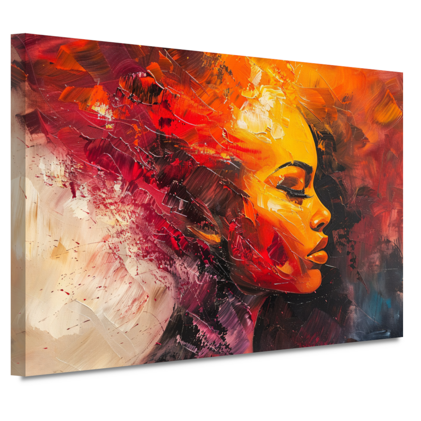 Vurige abstracte impressie van een vrouw canvas