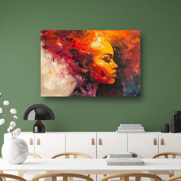 Vurige abstracte impressie van een vrouw poster