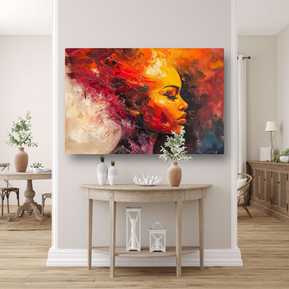 Vurige abstracte impressie van een vrouw poster