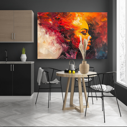 Vurige abstracte impressie van een vrouw poster