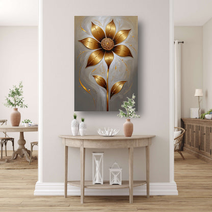 Elegante Gouden Bloesem op Abstracte Achtergrond canvas