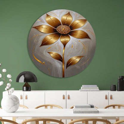 Elegante Gouden Bloesem op Abstracte Achtergrond aluminium muurcirkel