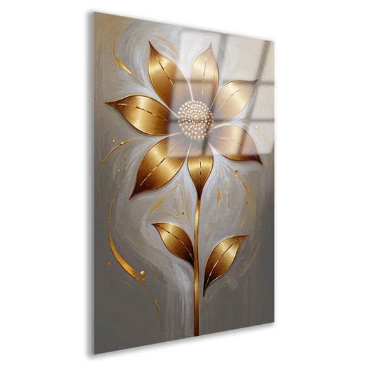 Elegante Gouden Bloesem op Abstracte Achtergrond Acrylglas