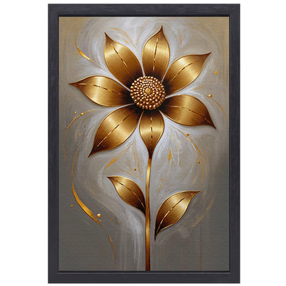 Elegante Gouden Bloesem op Abstracte Achtergrond canvas met baklijst