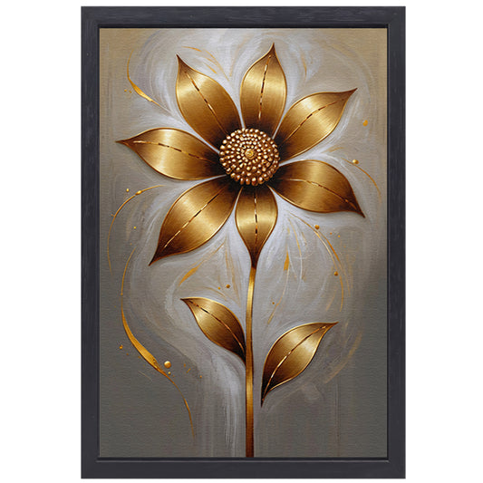 Elegante Gouden Bloesem op Abstracte Achtergrond canvas met baklijst