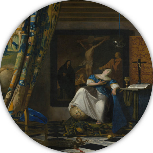 Allegorie van het katholieke geloof - Johannes Vermeer aluminium muurcirkel