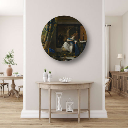 Allegorie van het katholieke geloof - Johannes Vermeer aluminium muurcirkel