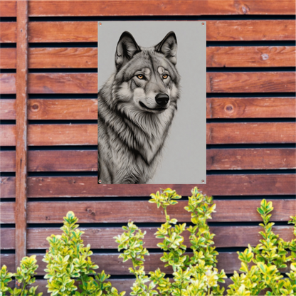 Majestueuze wolf in monochrome tinten tuinposter