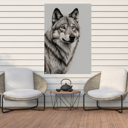 Majestueuze wolf in monochrome tinten tuinposter