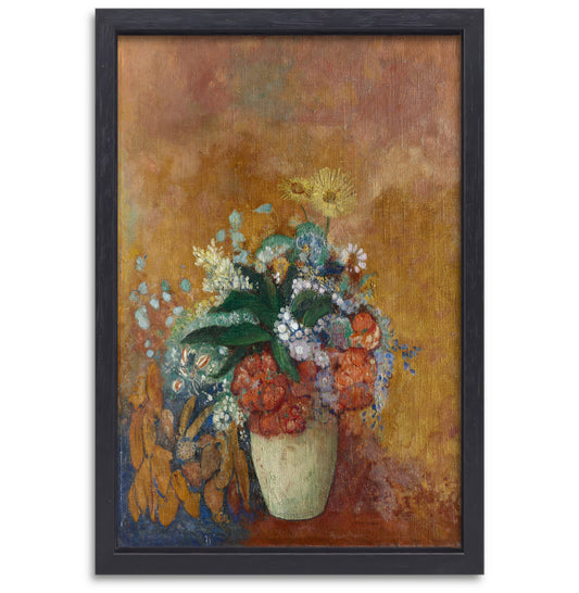 Vaas met bloemen - Odilon Redon canvas met baklijst