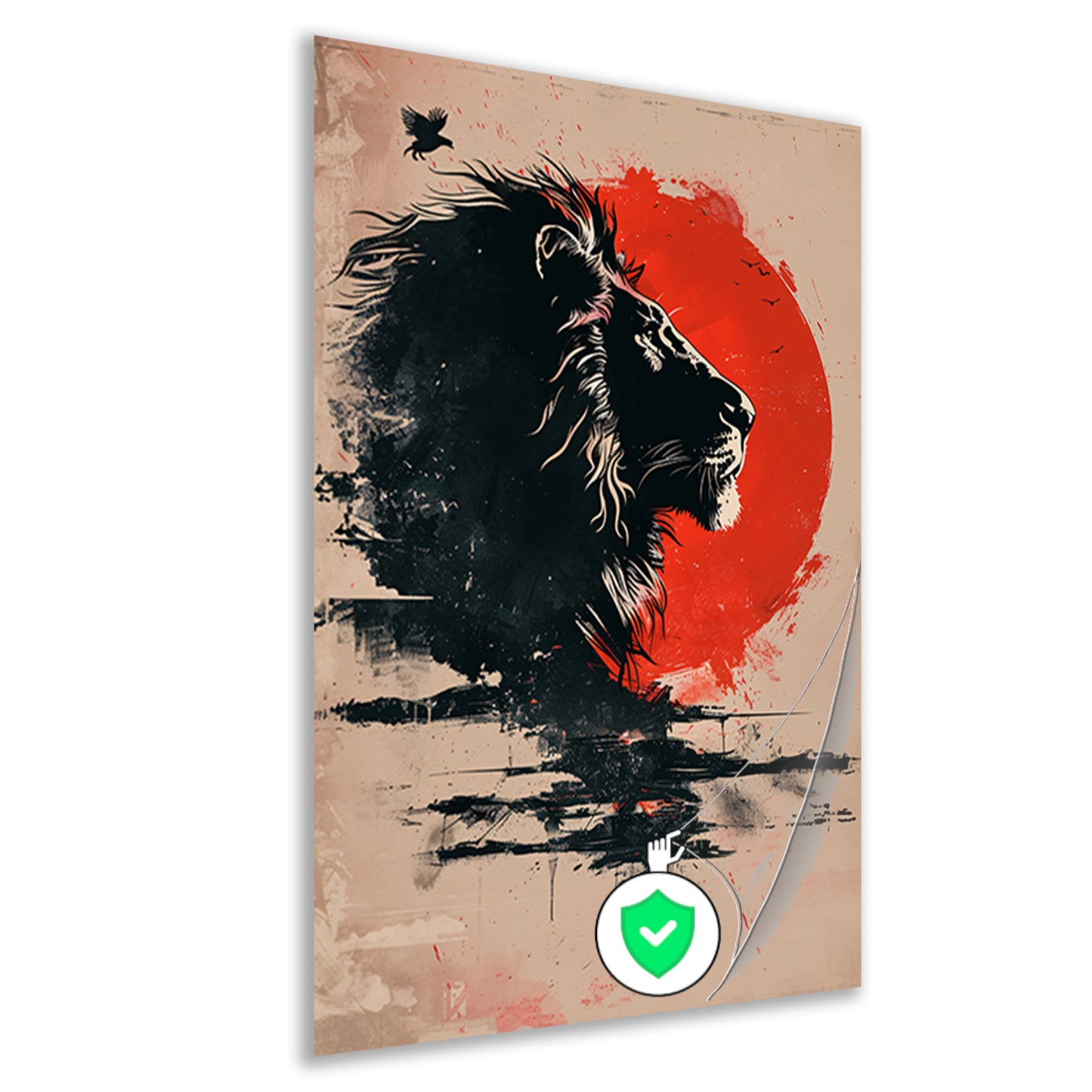 Silhouet van een trotse leeuw bij zonsondergang poster