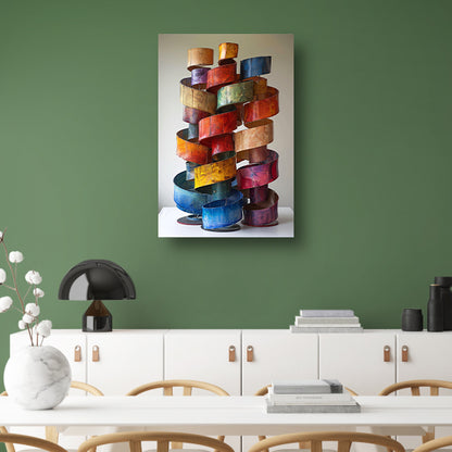 Abstract Kleurrijk Sculpturen van Metaal canvas met baklijst