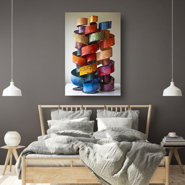 Abstract Kleurrijk Sculpturen van Metaal canvas met baklijst