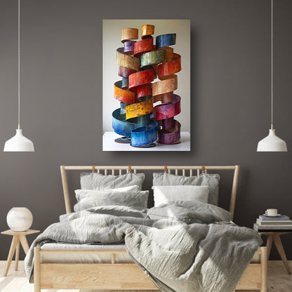 Abstract Kleurrijk Sculpturen van Metaal canvas met baklijst