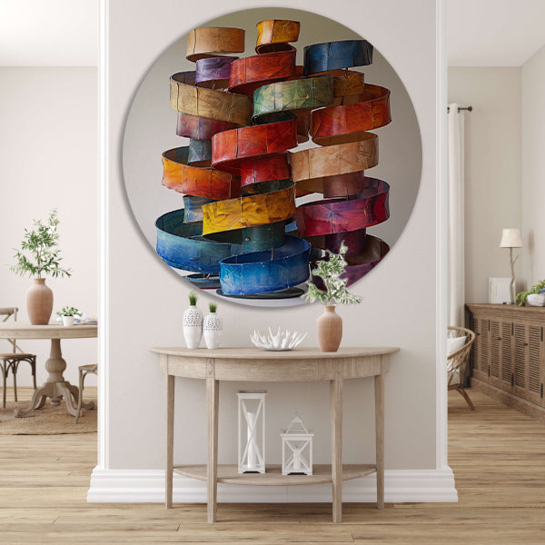 Abstract Kleurrijk Sculpturen van Metaal forex muurcirkel