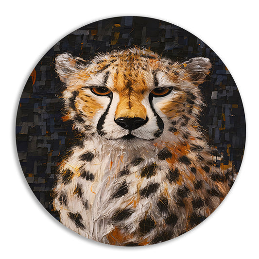 Moderne Kunst Cheetah met Intense Blik aluminium muurcirkel